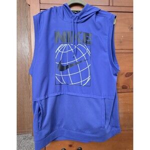 Nike Sleeveless Hoodie Muscle Tee Large Purple Black Pocket Athleticwear